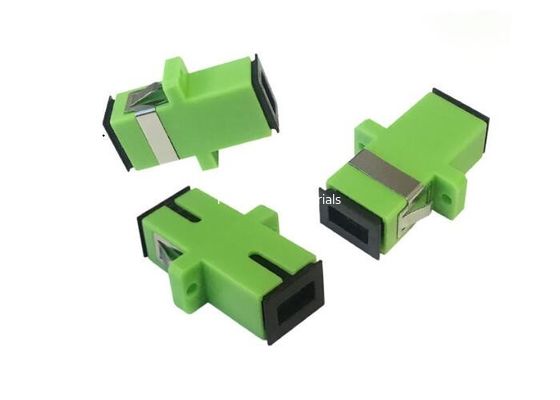 SC APC SX SM Green Color with Metal Clips with Flange Fiber Optic Adapter