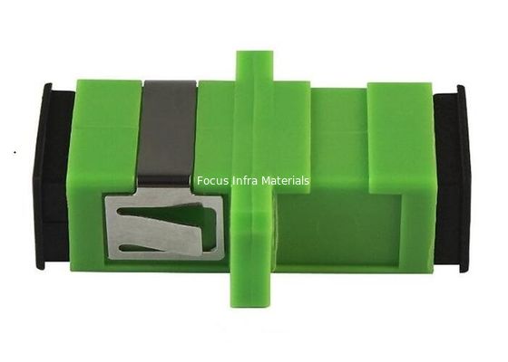 SC APC SX SM Green Color with Metal Clips with Flange Fiber Optic Adapter