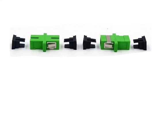 SC APC SX SM Green Color with Metal Clips with Flange Fiber Optic Adapter