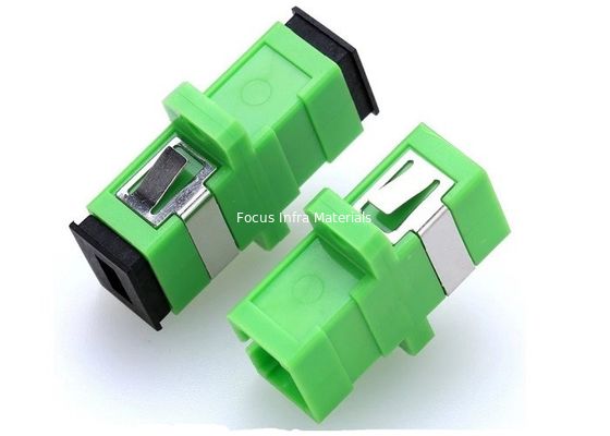 SC APC SX Single Mode Green Color with Metal Clips with Flange Fiber Optic Adapter