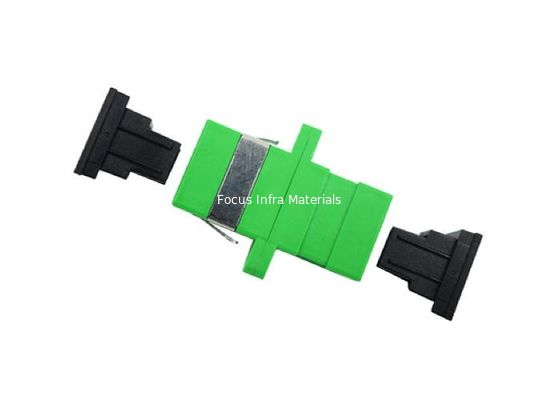 SC APC SX Single Mode Green Color with Metal Clips with Flange Fiber Optic Adapter