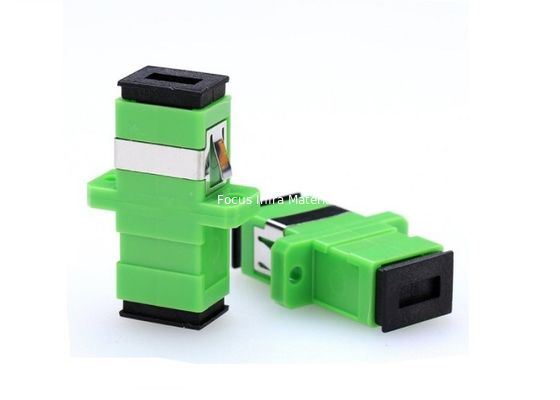 SC APC SX Single Mode Green Color with Metal Clips with Flange Fiber Optic Adapter