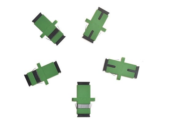 SC APC SX Single Mode Green Color with Metal Clips with Flange Fiber Optic Adapter