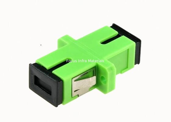 Green Color SM SX Ftth SC APC With Metal Clips Fiber Optic Adapters
