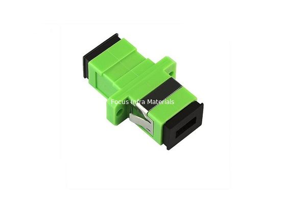 Green Color SM SX Ftth SC APC With Metal Clips Fiber Optic Adapters
