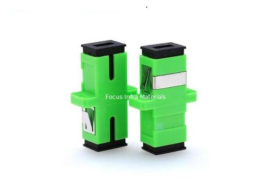 Green Color SM SX Ftth SC APC With Metal Clips Fiber Optic Adapters