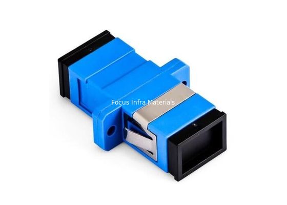 Industrial SC Fiber Adapter With Metal Clips Simplex Connector With Flange