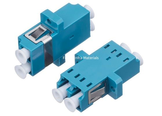 SM LC UPC Duplex Fiber Optic Adapter Optik With Flange Metal Clips